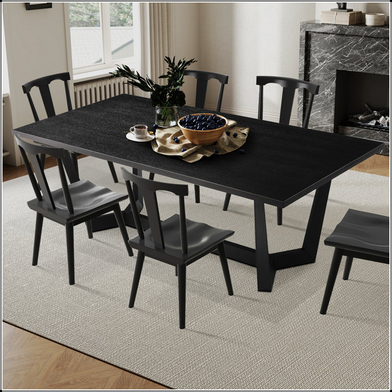 Rectangular MDF Dining Table Mid Century Modern