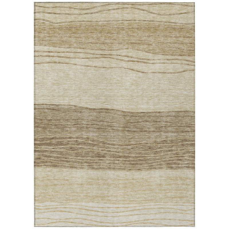 Tapis intérieur lavable rayé beige et brun taupe 3 pi x 5 pi
