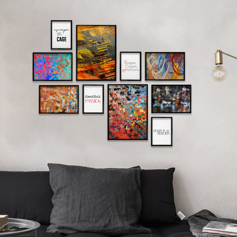 Giallobus - Set 10 Poster Da Parete - Raccolta Astratti Moderni 3 - Carta Patinata - | 2 X A3 42X30cm | 4 X A4 30X21cm | 4 X A5 21X15cm | - Senza CORNICI - Stampe Moderne Soggiorno