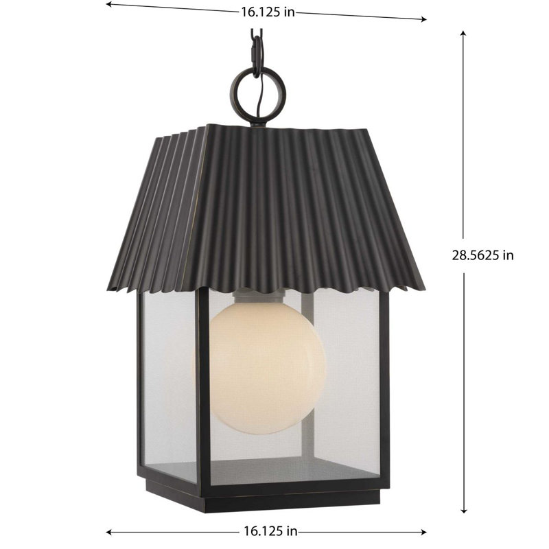 Lanterne suspendue d'extérieur à 1 ampoule Godin H 28,56 po, Bronze huilé