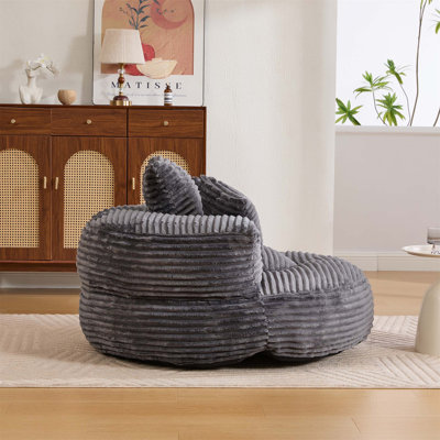Oversized Corduroy Bean Bag Chair with 3 Pillows & Armrest, Ideal for Adults and Kids, Perfect for Relaxation and Support