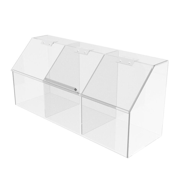 Plaxiglass Clear Acrylic 3 Compartment Toppings Bin 15.5 x 7 x 5 Inches Prep & Savour