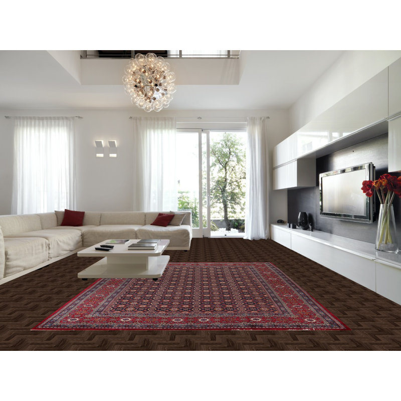 Tapis traditionnel bleu marine et rouge 10 x 13