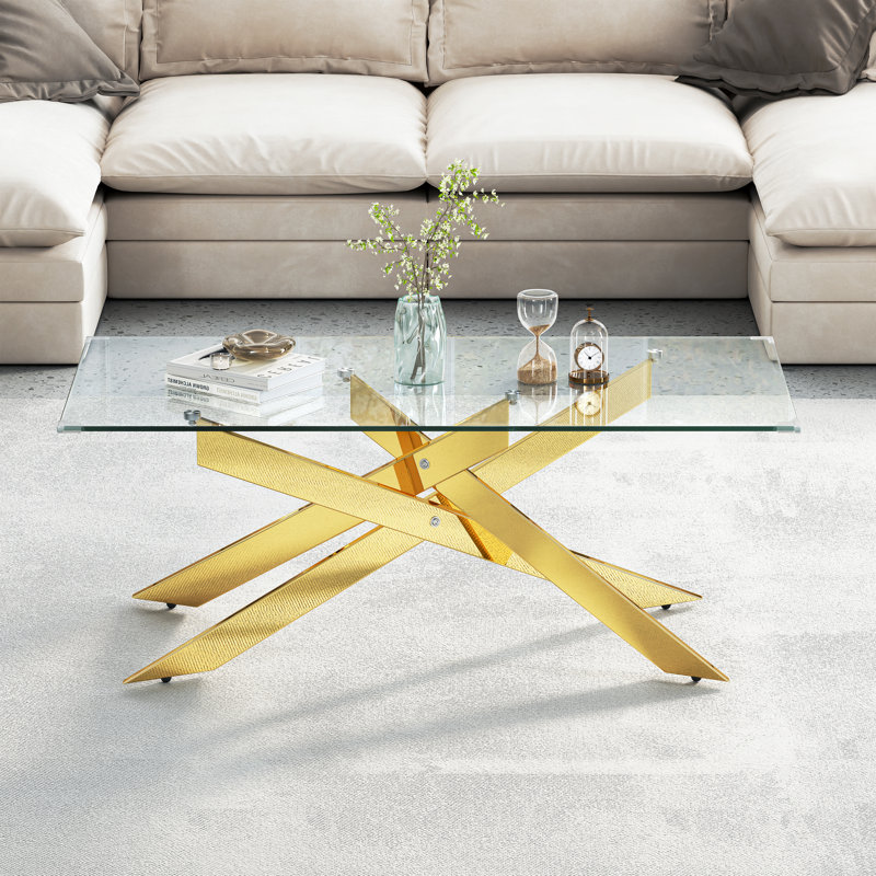 Madlaina Glass Top Single Coffee Table, Gold