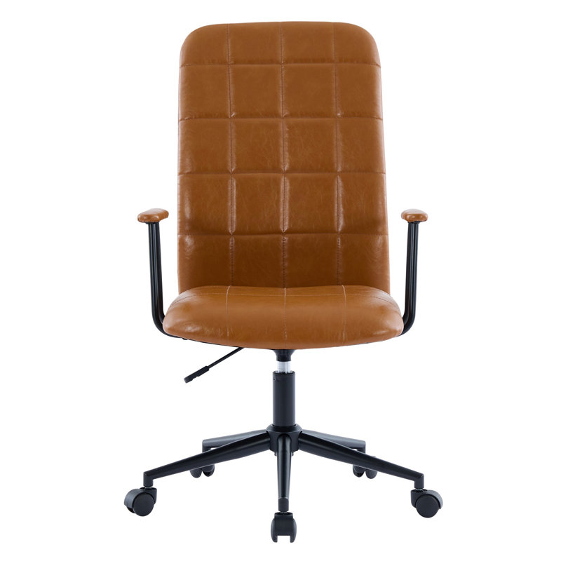 Antique High-Back Executive Office Chair with Adjustable Height & 360-Degree Swivel,PU Leather Upholstery,Armrests & Five-Star Base