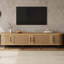 Console moderne avec portes, rangement spacieux, gestion des câbles