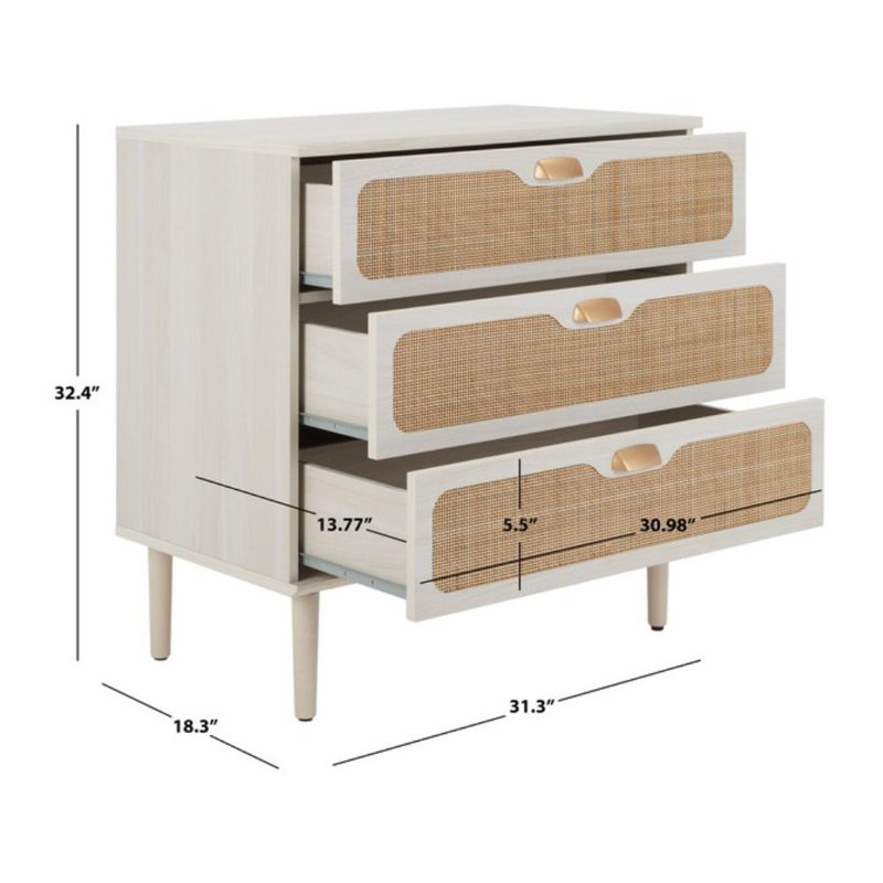 Commode 3 tiroirs, Blanc