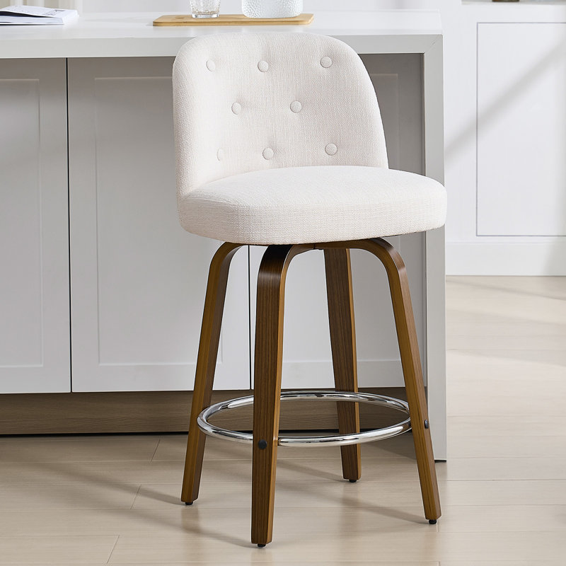 Tabouret de bar et de comptoir pivotant rembourré, Blanc, 3, Tabouret de comptoir (siège d'une hauteur de 26 p