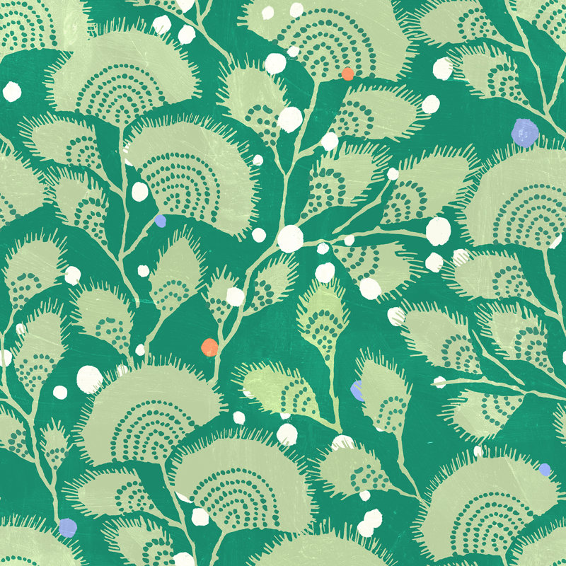 Yuki Osada Floral Wallpaper Double Roll, Green
