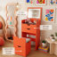 Coiffeuse 3 en 1 avec miroir rabattable et lumières, bureau de maquillage compact avec tabouret caché et tiroirs de rangement, orange-592028870