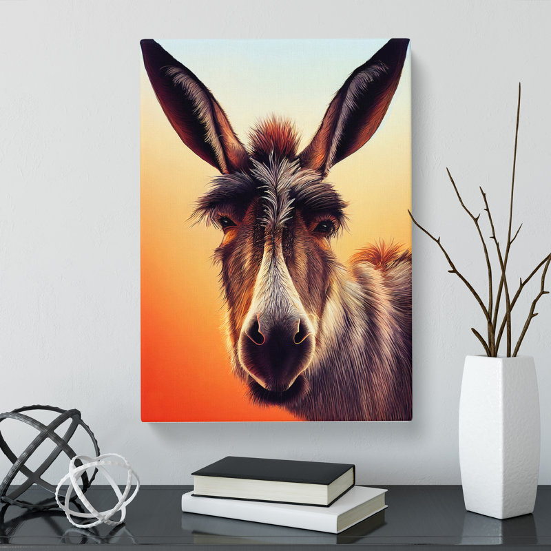 Donkey Portrait - Wrapped Canvas, 60cm H x 40cm W x 3cm D
