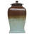 Contemporary Tall Ceramic Jar with Lid for Living Room or Shelves Display - Artistic 2-tone Table Jar for Modern Home or Office Decor - Brown & Blue-2046042598-2034879417