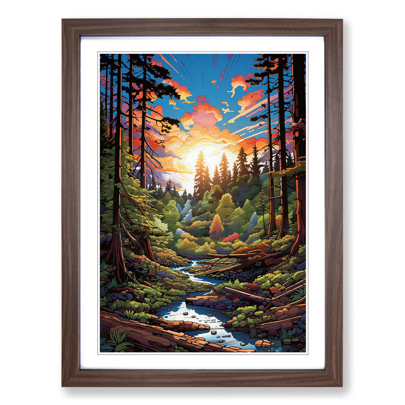 Single Picture Frame Print on Wood, 64cm H x 46cm W, Walnut Framed