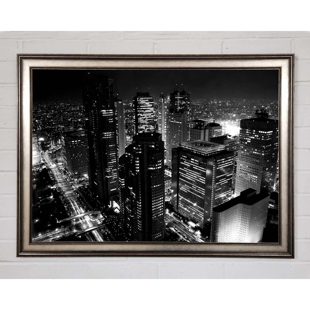 City Nights B N W - Einzelne Bilderrahmen Kunstdrucke