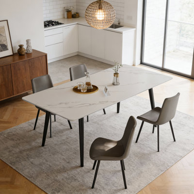 Stone Top Metal Base Dining Table