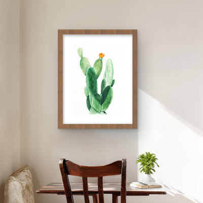 Aquarelle, pagaie, cactus avec fleur - imprimé botanique