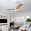 Ventilateur de plafond moderne de 52 pouces avec moteur à courant continu réversible à télécommande 3 lumières à DEL 3 couleurs à intensité variable-128776862