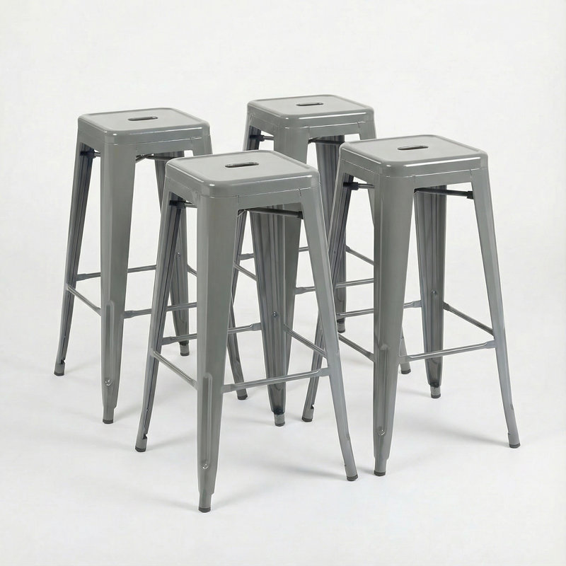 Counter Stool with Metal Frame, Silver