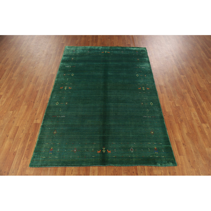 Tapis tribal vert de style Gabbeh 5 x 8