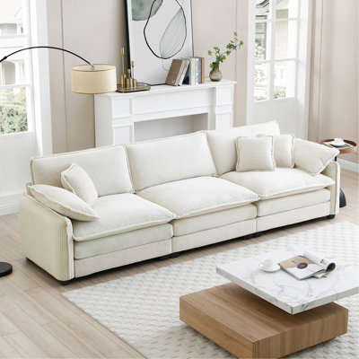 Canapé modulaire Mid-Century 3 places avec 2 coussins et 3 coussins décoratifs