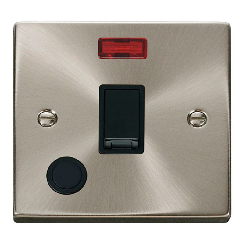 Satin / Brushed Chrome 1 Gang 20A DP Switch With Flex With Neon