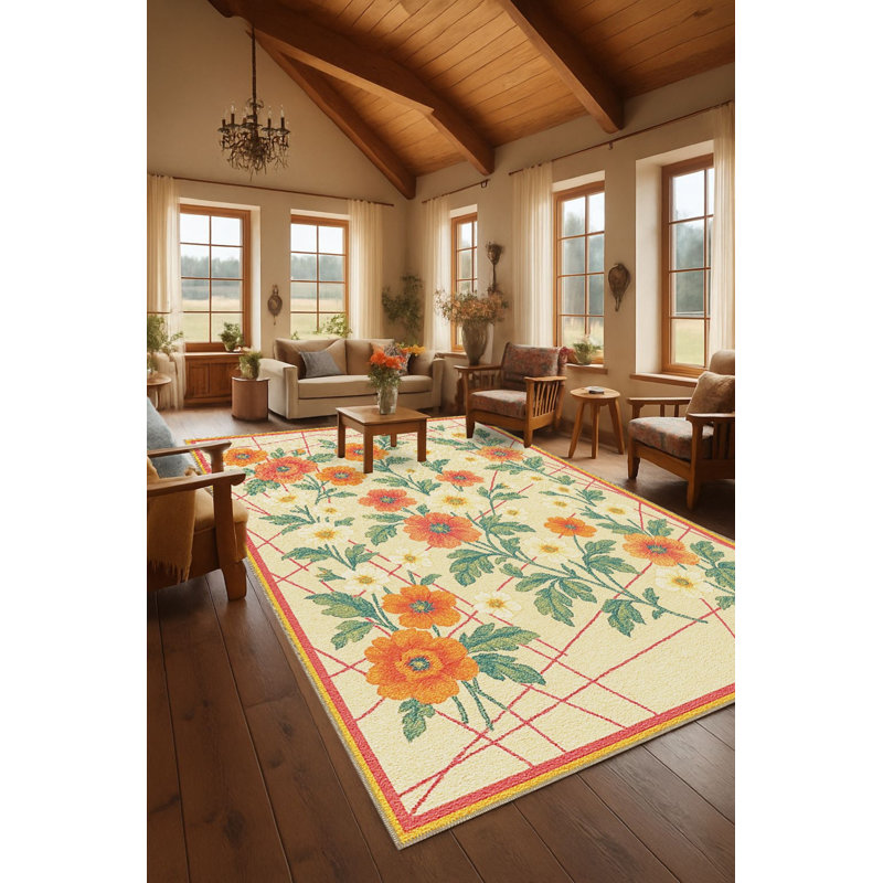 Tapis beige tissé traditionnel Mosso, 3'3" x 6'7"