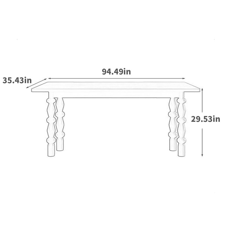 Ash Solid Wood Dining Table, 35.43" W x 94.49" L