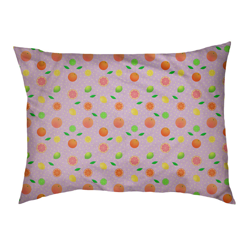 Coussin pour chien agrume fruit Byrge, Moyen (l 30 po x P 20 po x H 10 po), Rose clair / orange / jaune