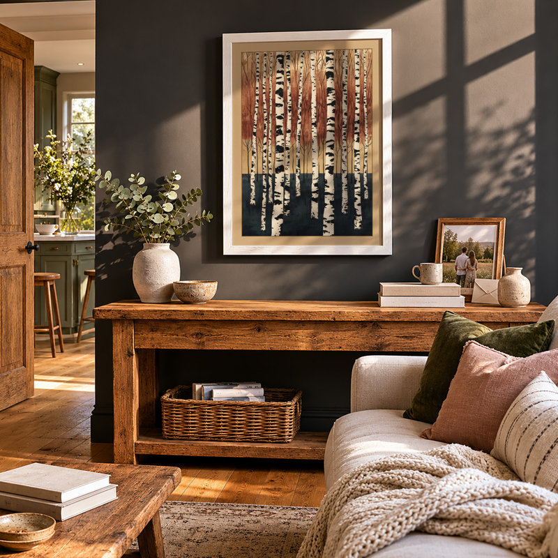 Birch Forest Scandinavian - Framed Print, A3 - 42.0 x 29.7 cm, White