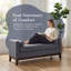 Élégant grand repose-pieds rembourré en tissu élégant avec coussins - Banc de fenêtre gris foncé pour le salon et le vestibule-129159613
