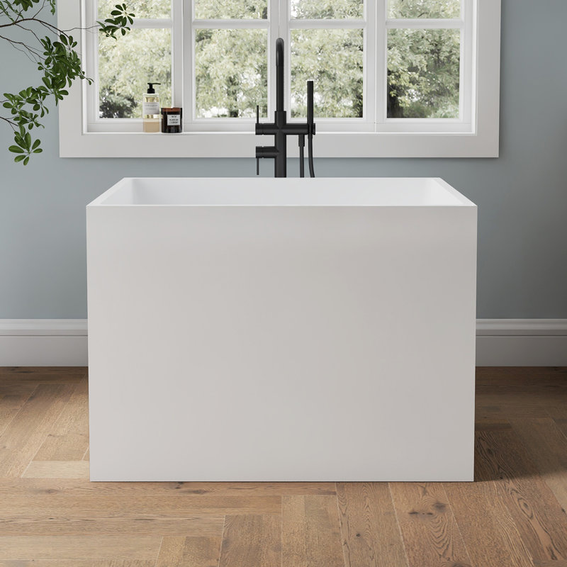Tidal 35''  Acrylic Freestanding Tub With Seat, Deep Soaking Acrylic Bathtub with Overflow Drain