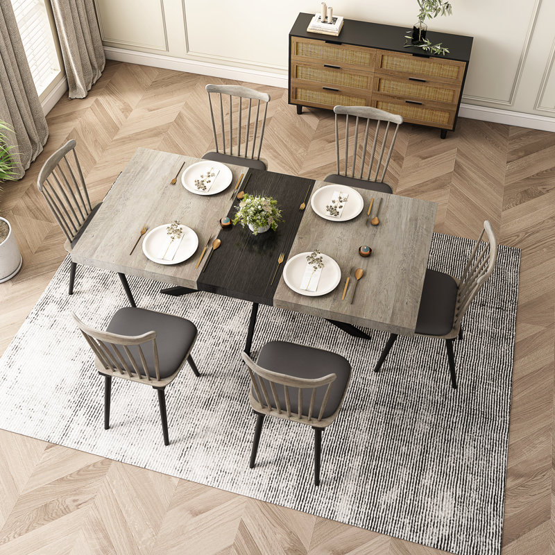 Table de salle à manger extensible de 55 à 71 po avec rangement caché et base en X