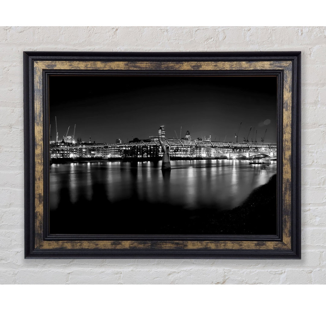 London Thames B N W Nights - Einzelne Bilderrahmen Kunstdrucke