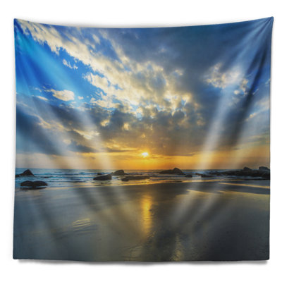 Tapisserie magnifique mélange de soleil et de mer de mer avec accessoires suspendus inclus