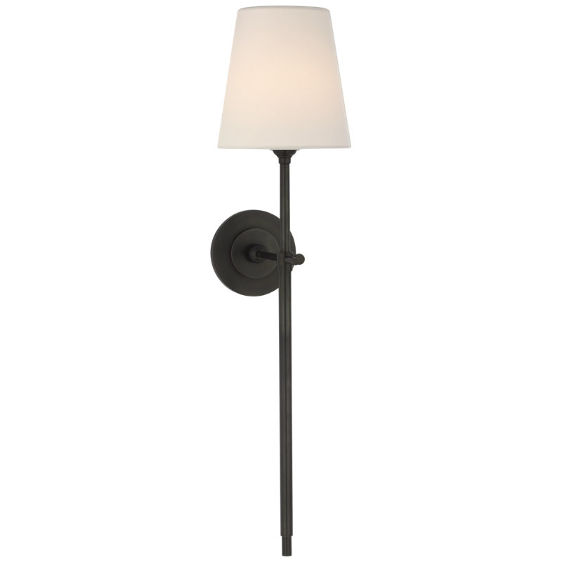 Thomas O'Brien Bryant 27" Cordless Tail Sconce with Linen Shade, Bronze