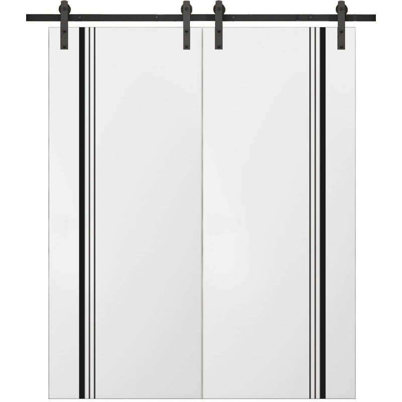 Porte de grange en bois massif massif, Satin blanc, 60 po x 84 po