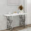 Ensemble de table basse de salon 2 pièces en faux marbre et argent avec console-831373038