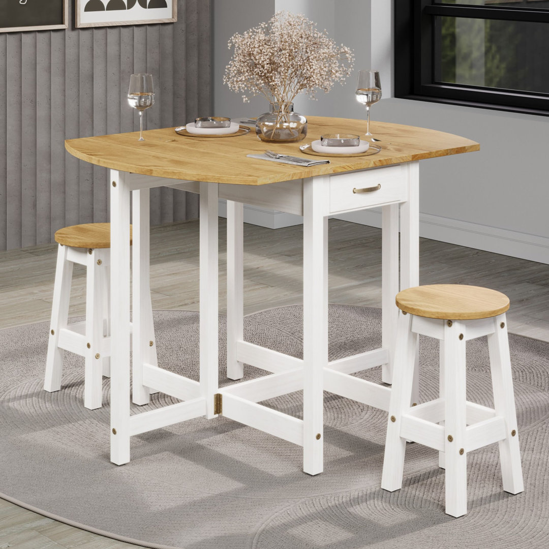 Stanley 2 Person Drop Leaf Pine Wood Dining Set