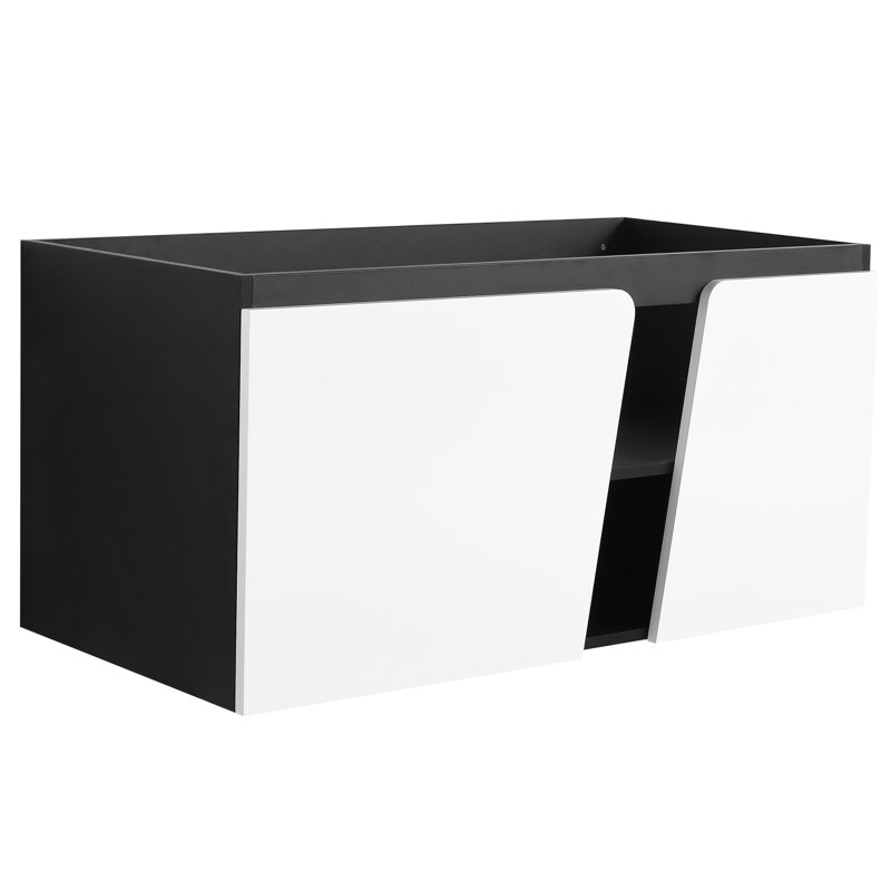 Meuble-lavabo moderne de 40 po avec fermeture en douceur, blanc et noir, contreplaqué, meuble-lavabo abondant, fixation murale, armoire à fermeture en douceur, look, blanc et noir, option suffisante