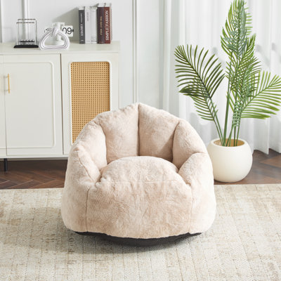 Christlynn Faux-Fur Bean Bag Chair With Armrests