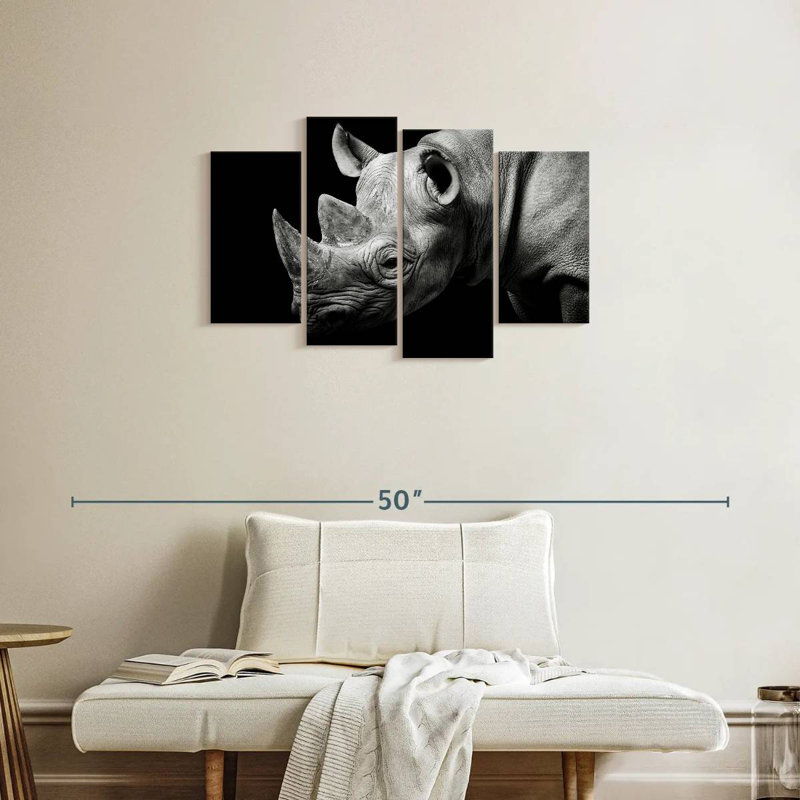 Rhino In Monochrome, 22" H x 36" W