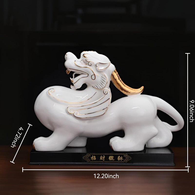 Élégante figurine en porcelaine blanche Pi Xiu pour la prospérité