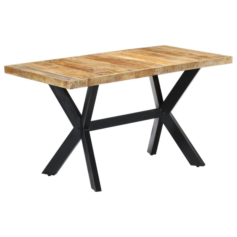 Dining Table Kitchen Table Dining Room Dinner Table Solid Mango Wood, 29.5" H x 55.12" L x 27.56" W, Light Brown