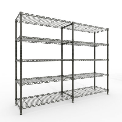 71" W 5-Tier Heavy-Duty Metal Storage Shelving Unit, Adjustable Wire Pantry Shelves for Kitchen, Garage