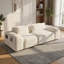 Canapé modulaire crème blanc nuage, causeuse 2 places en tissu doux avec rangement latéral et coussins pour le salon