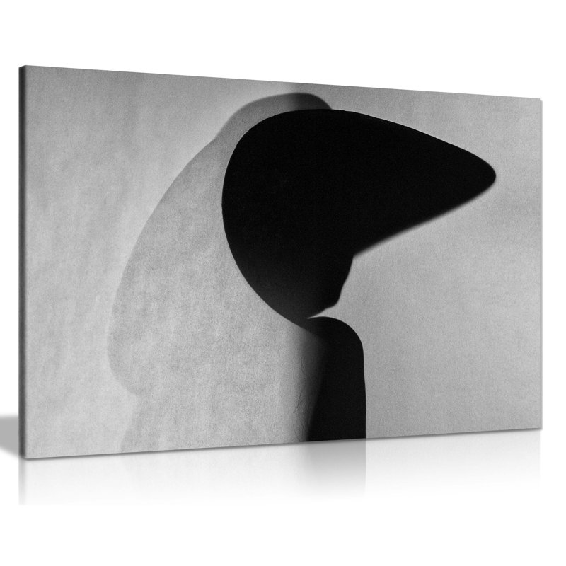Abstract Black & White Woman Silhouette - Wrapped Canvas Print, 20cm H x 31cm W