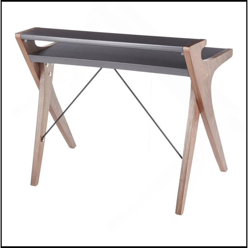 Bureau contemporain en bois de noyer avec plateau en bois gris par Lumisource