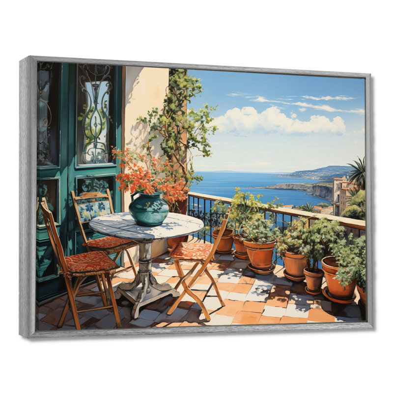 La Dolce, côte italienne I - Italie, art encadré, H 30 po x l 40 po x P 1,5 po, Encadrement argenté