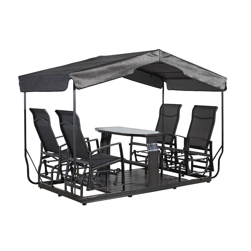 Sojag Houston 4-Seater Garden Glider Outdoor Weather-Resistant Aluminum Frame Swing, Grey