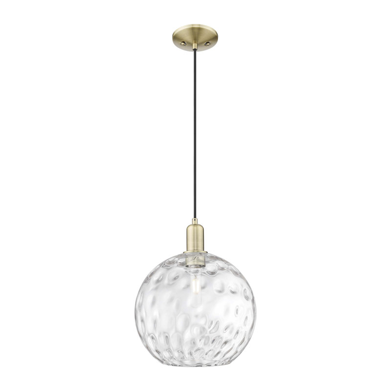 Mini-luminaire suspendu 1 lumière Arcadia, Laiton antique, H 10,5 po x l 12 po x P 12 po